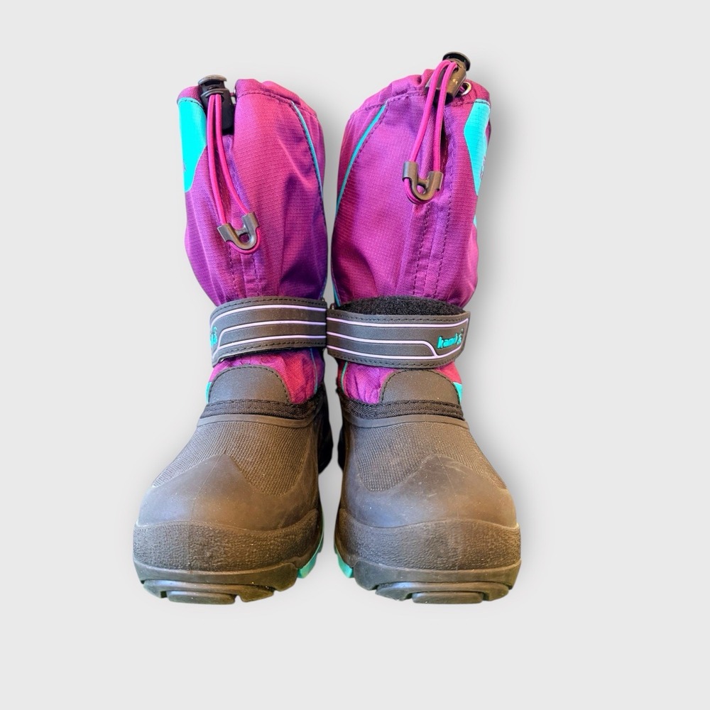 Kamik Snowciast Waterp Snow Boots Girls Size 2 US Pink Purple Black - Excellent